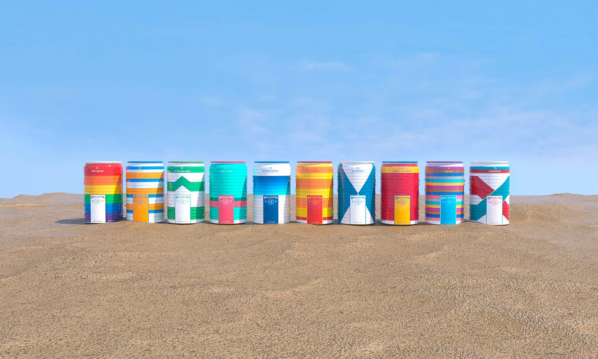 colourful soda cans lined up