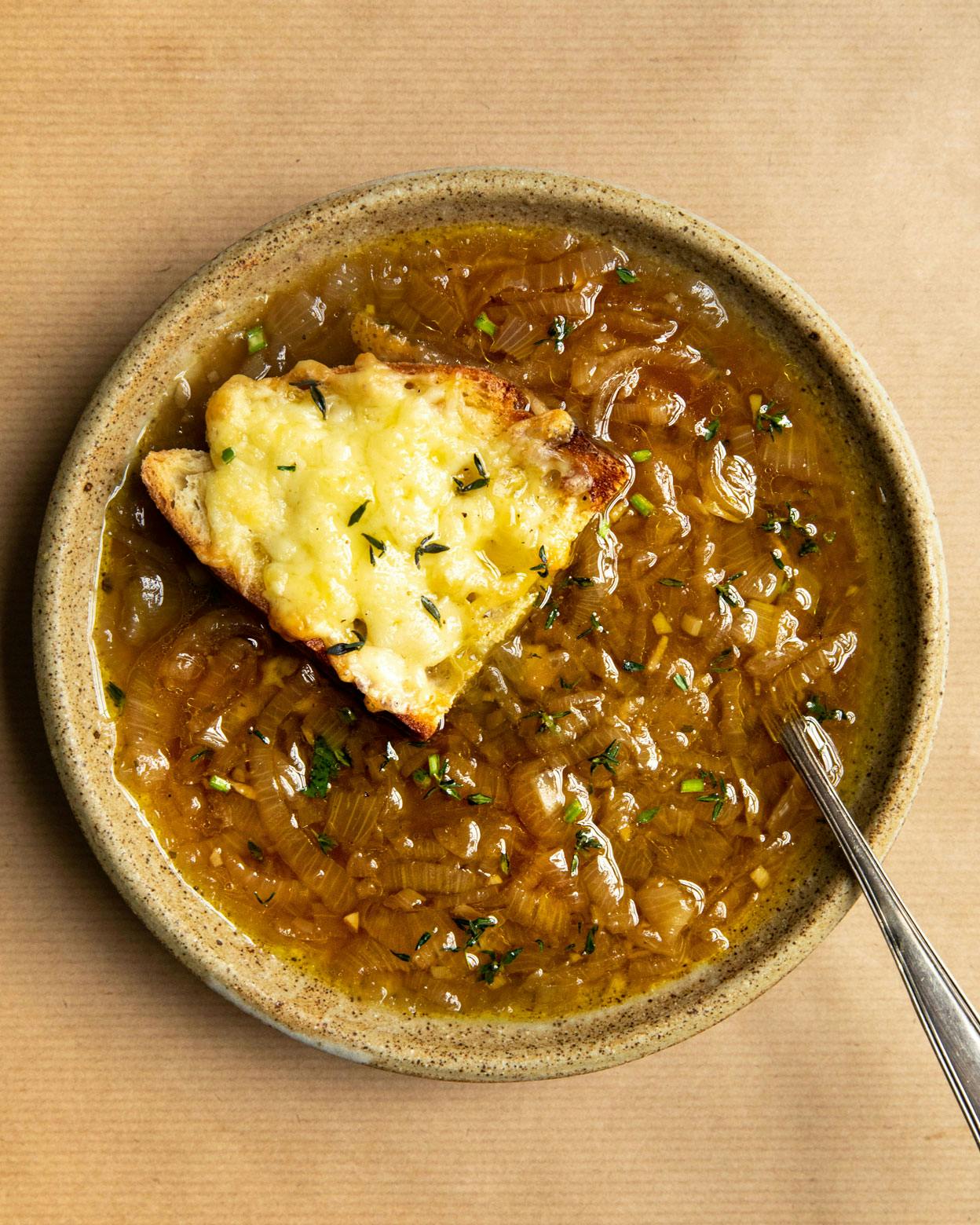 french onion soup in bowl