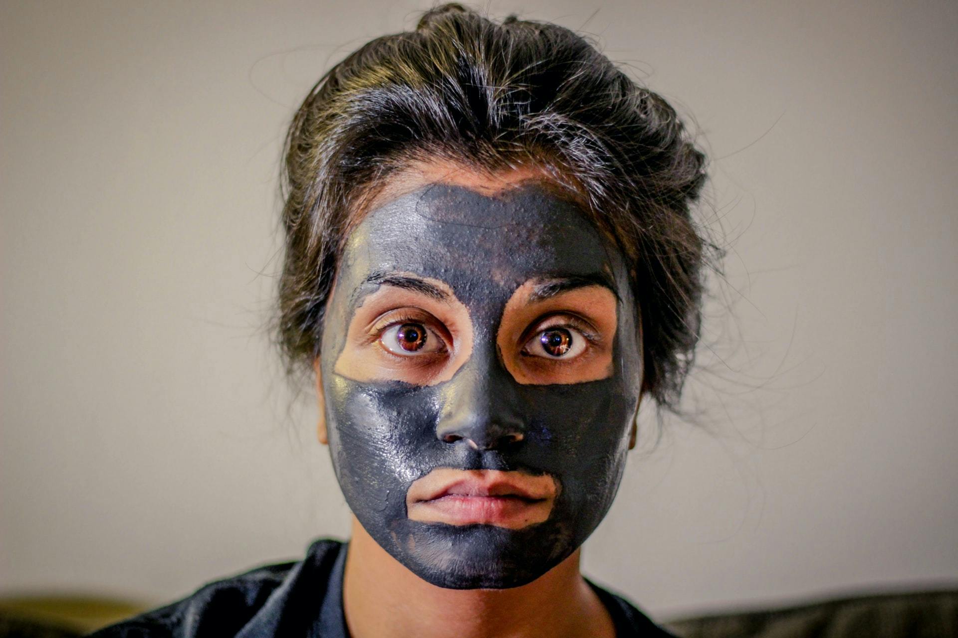 woman with face pack on