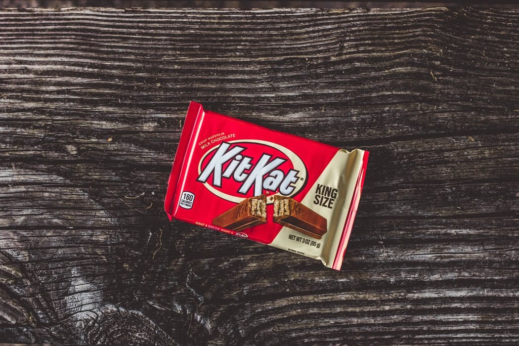 kitkat on wooden table