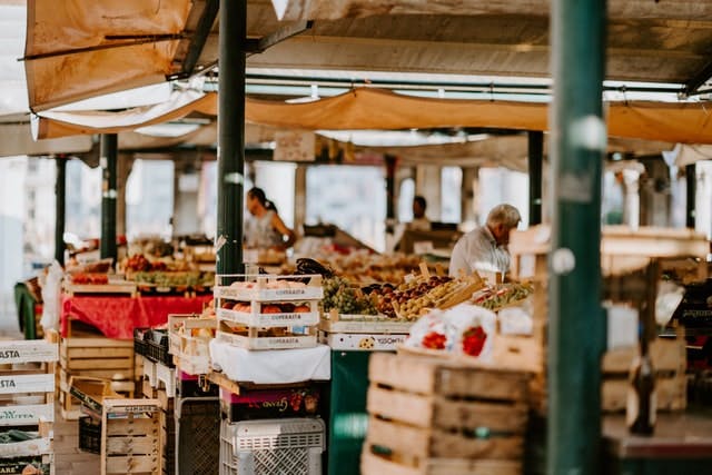 a vegetable market stand