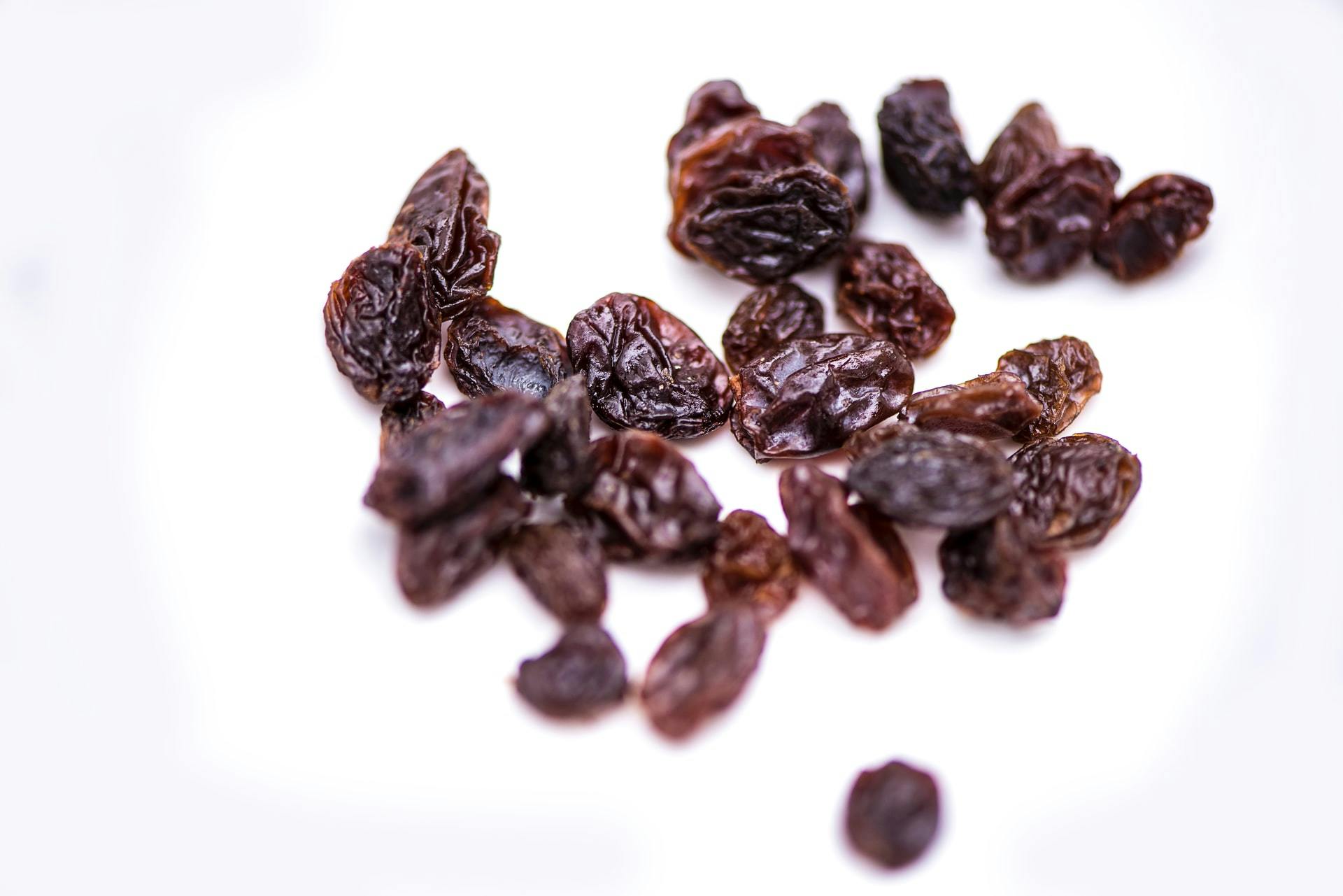 raisins on a white background