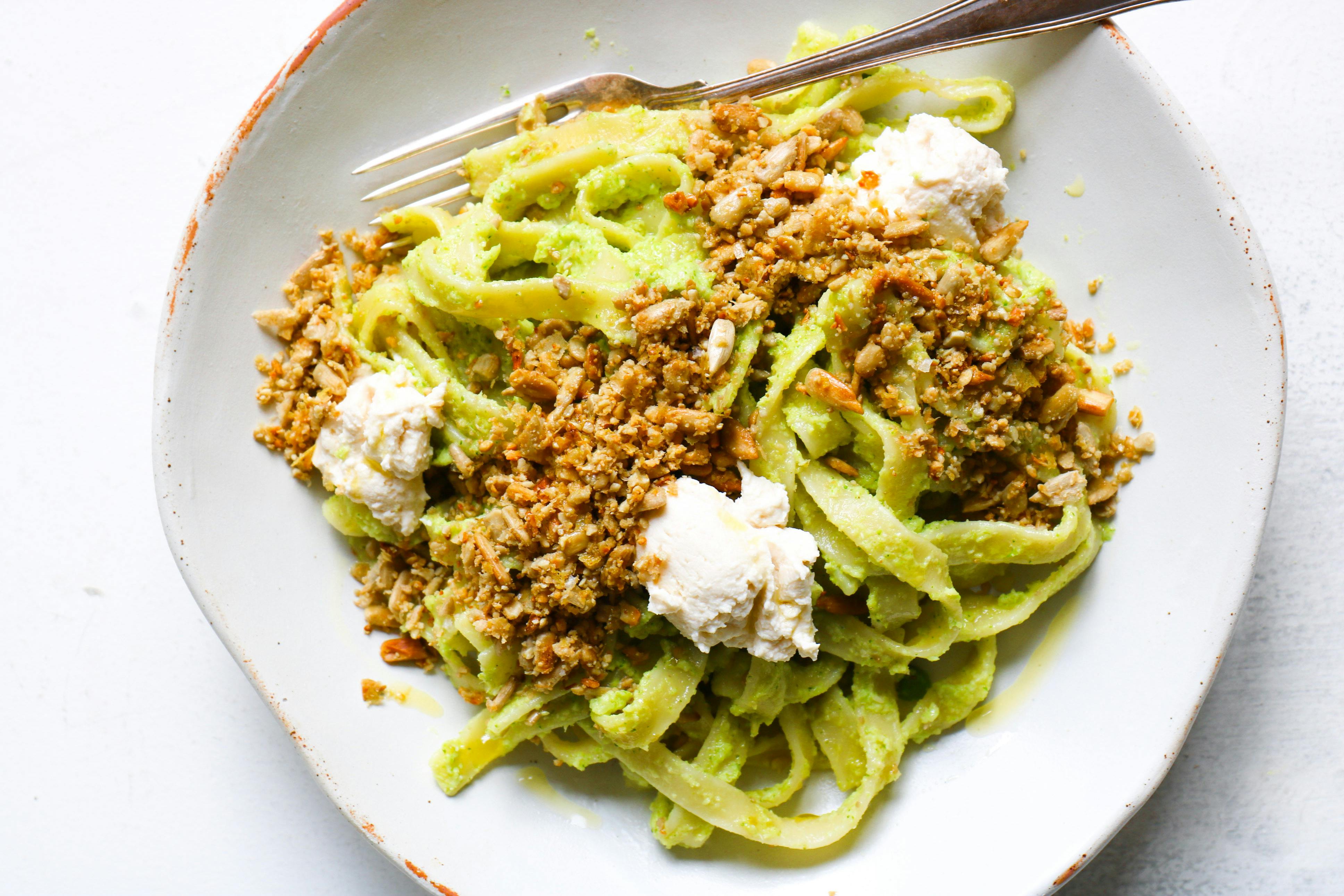 pesto pasta on plate