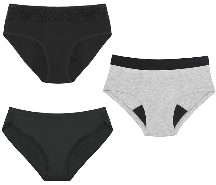 three pairs of period briefs 