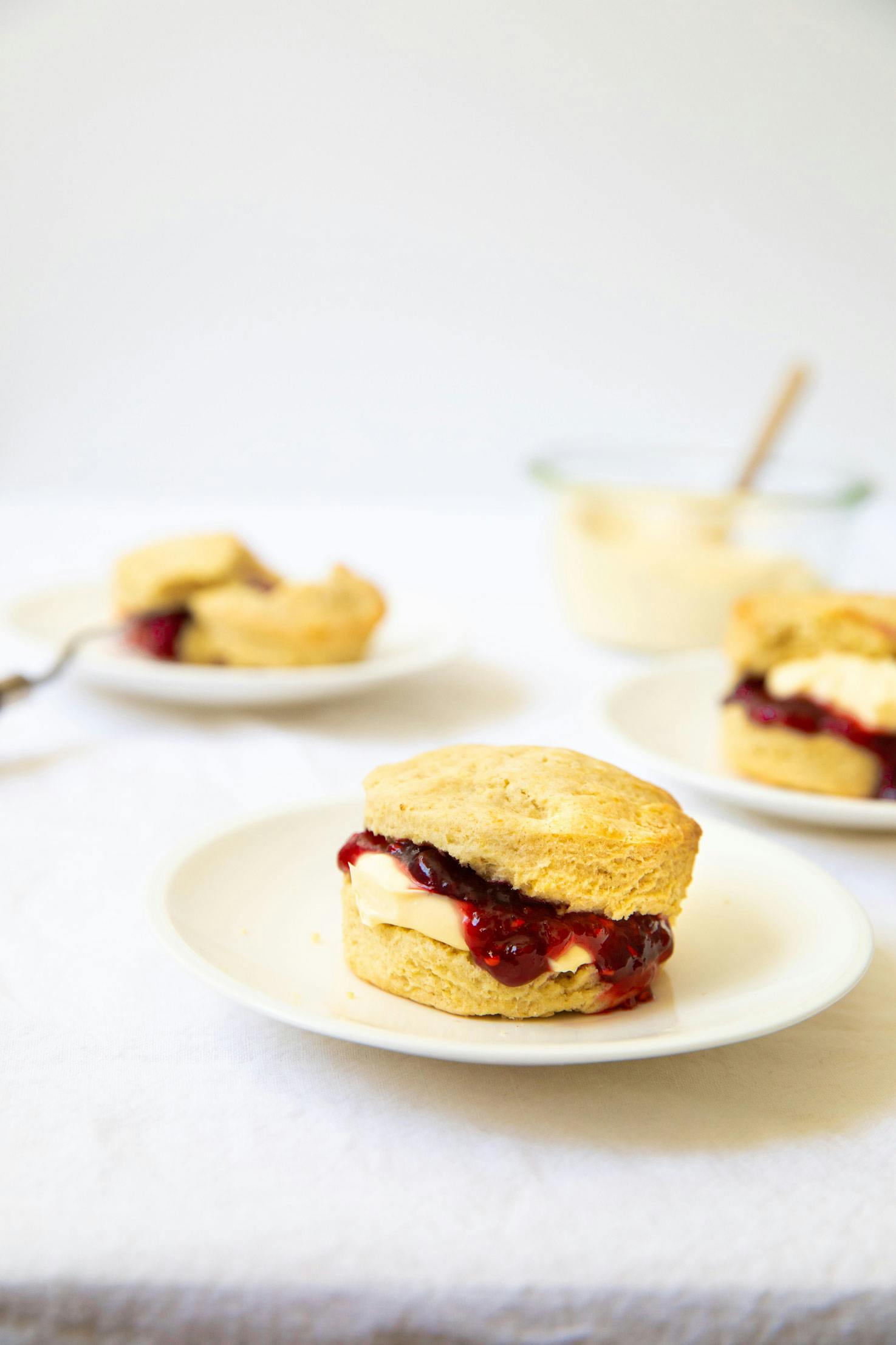 three vegan scones of plates