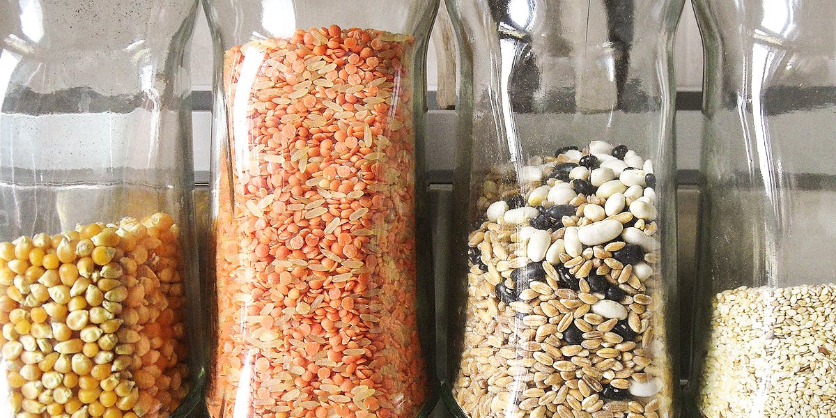 Dry foods stored in glass jars