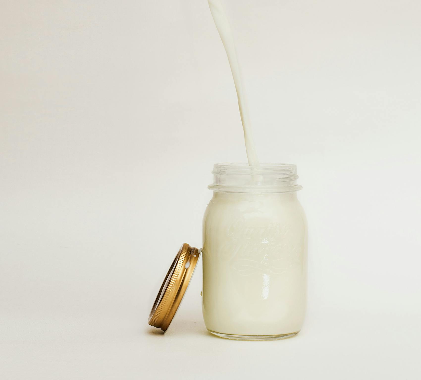 milk in mason jar