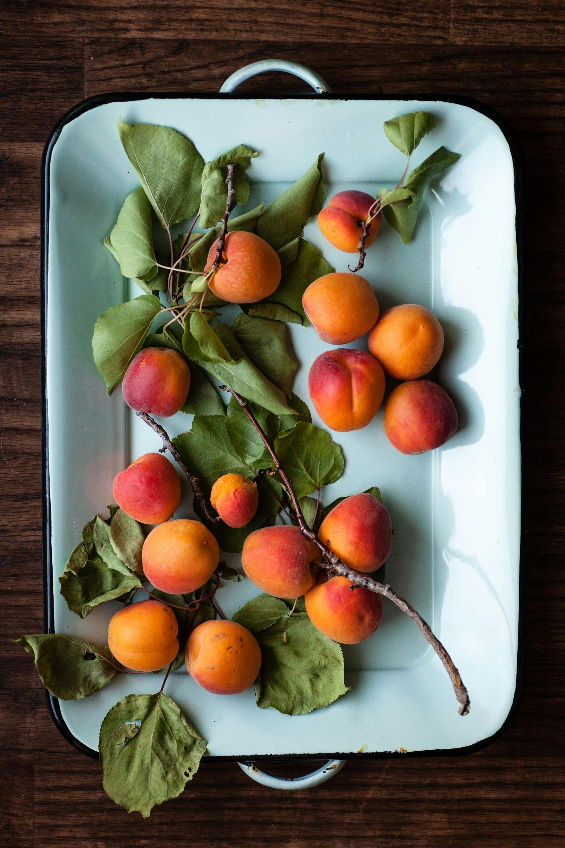 a dish of apricots