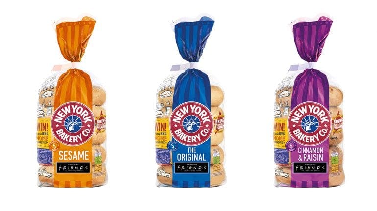 three types of bagels in sleeves.