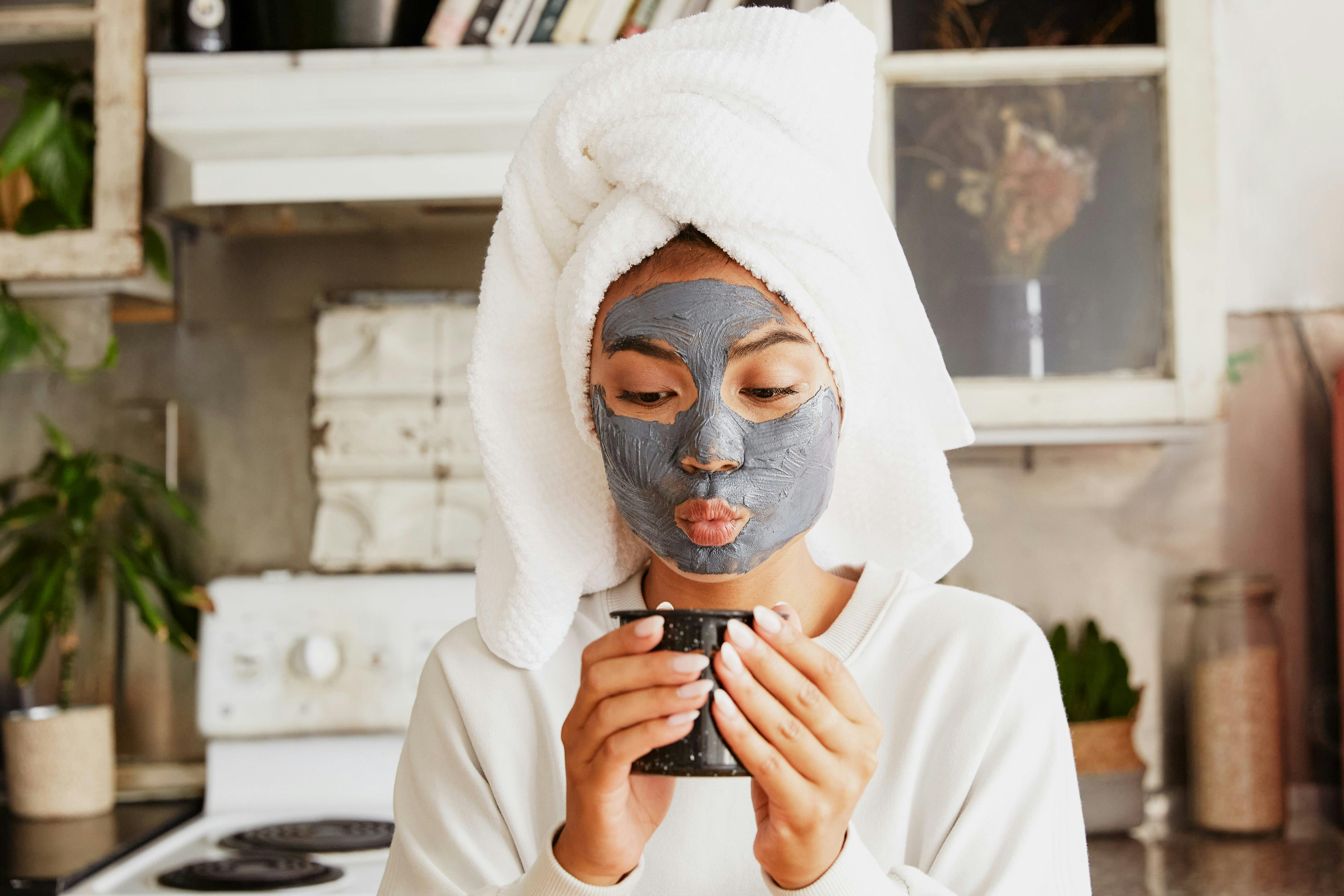 face mask and coffee