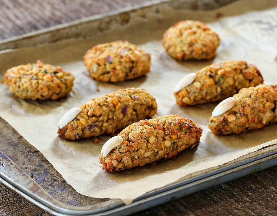 falafel fingers on a baking tray