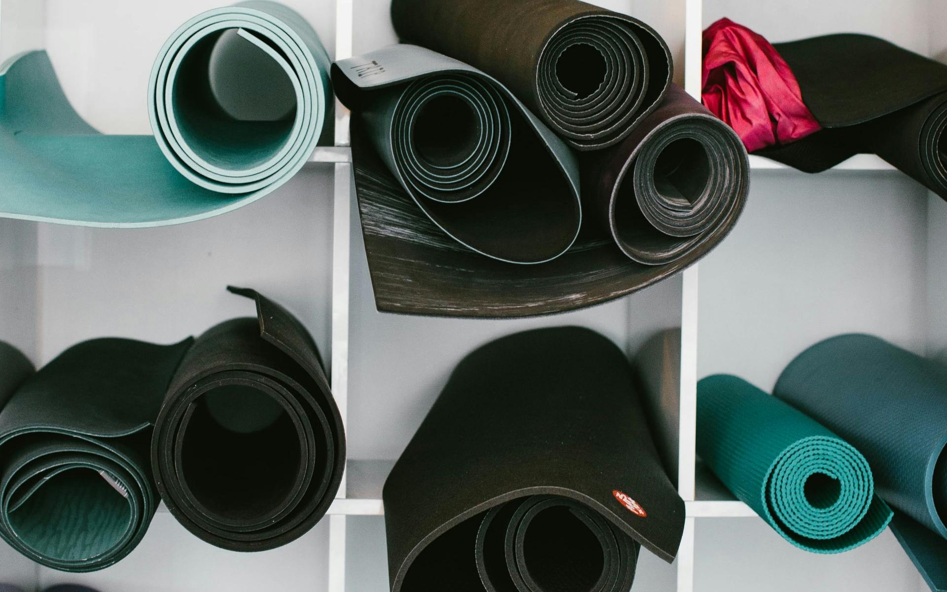 rolled up yoga mats