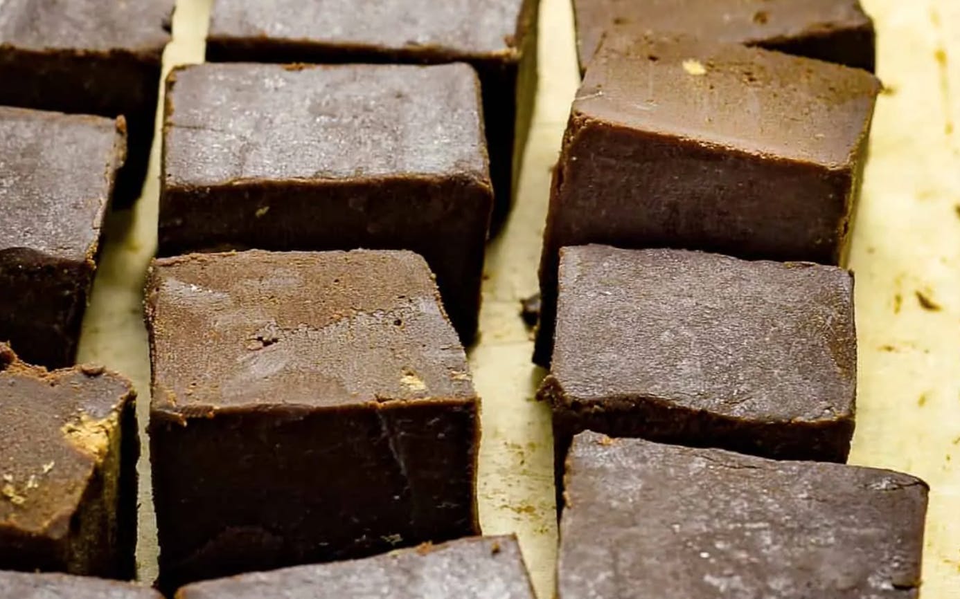 vegan fudge cut up