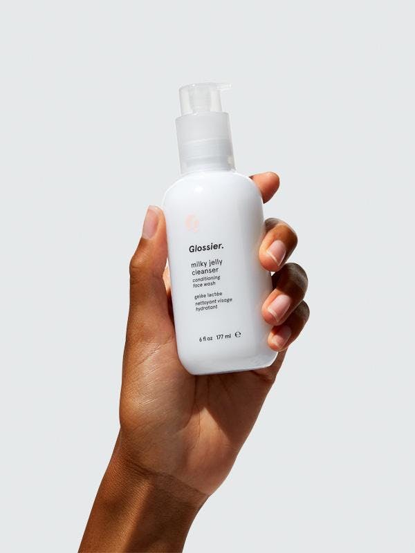 glossier milky jelly cleanser in the air