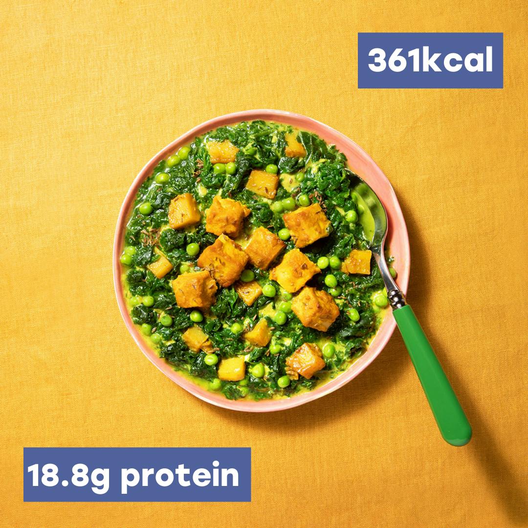 tofu saag paneer - 361kcal, 18.8g protein