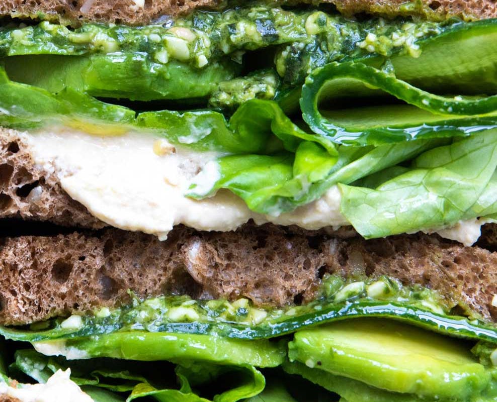 pesto greens sandwich 