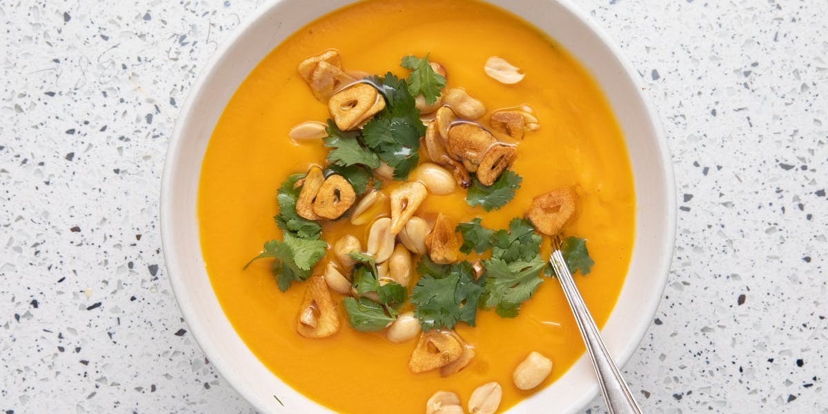 carrot soup. in a bowl