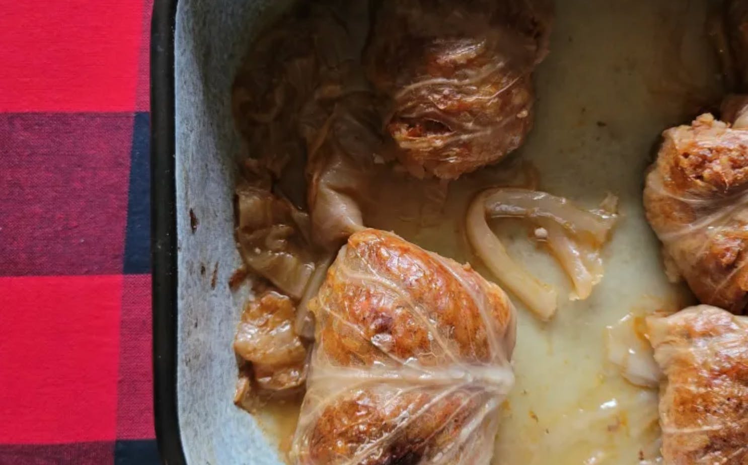 Sarma cabbage rolls in a baking dish