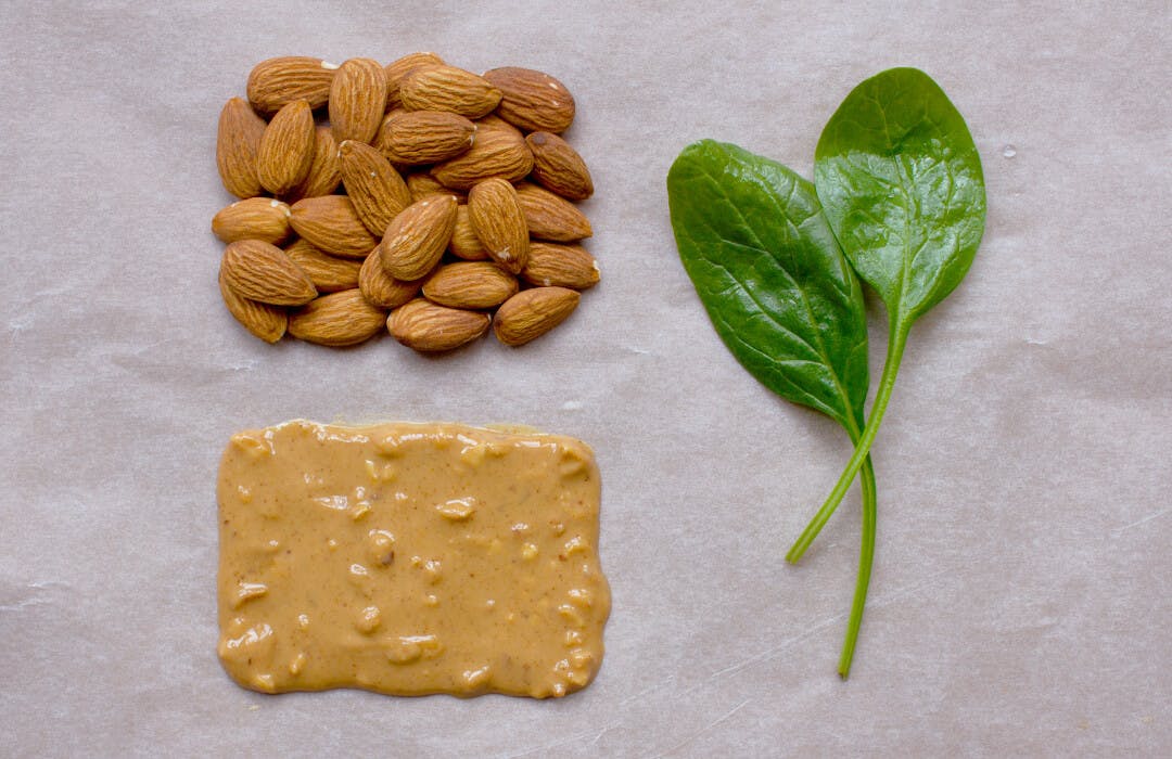 almonds peanut butter spinach