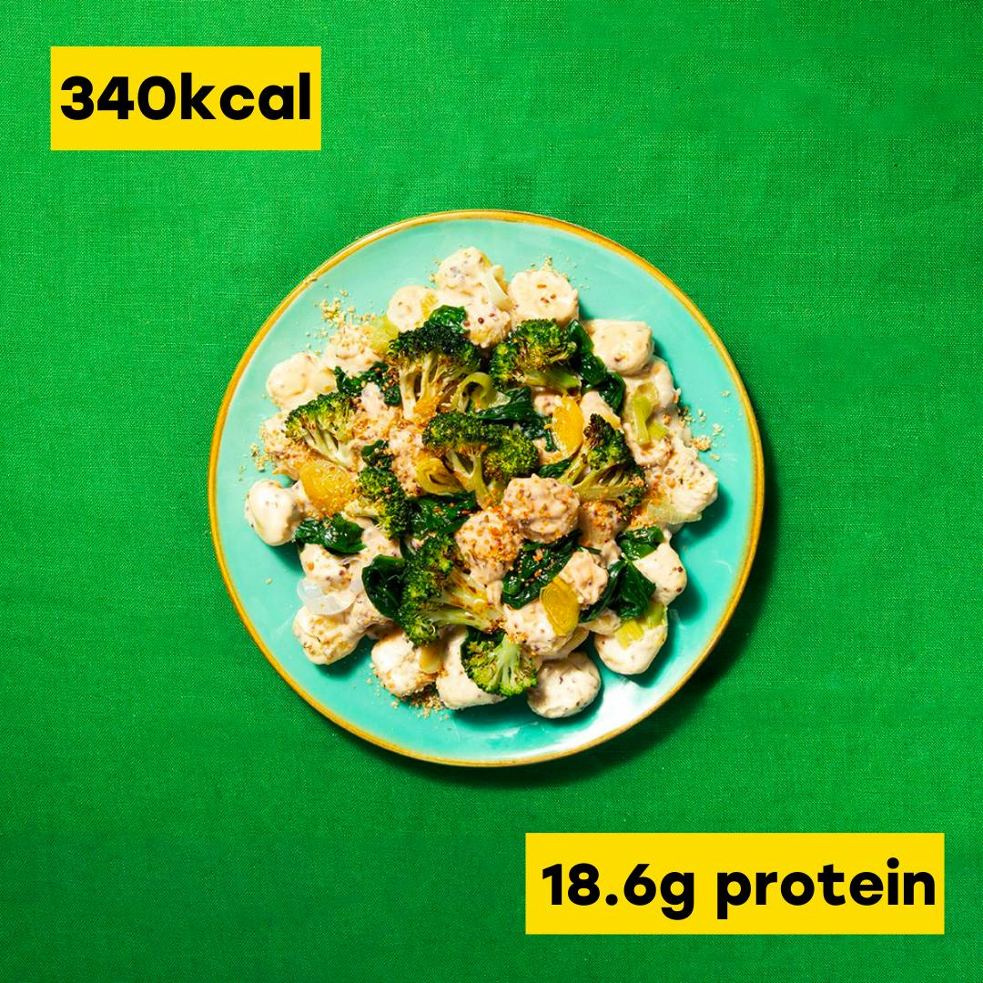 spinach gnocchi - 340kcal, 18.6g protein