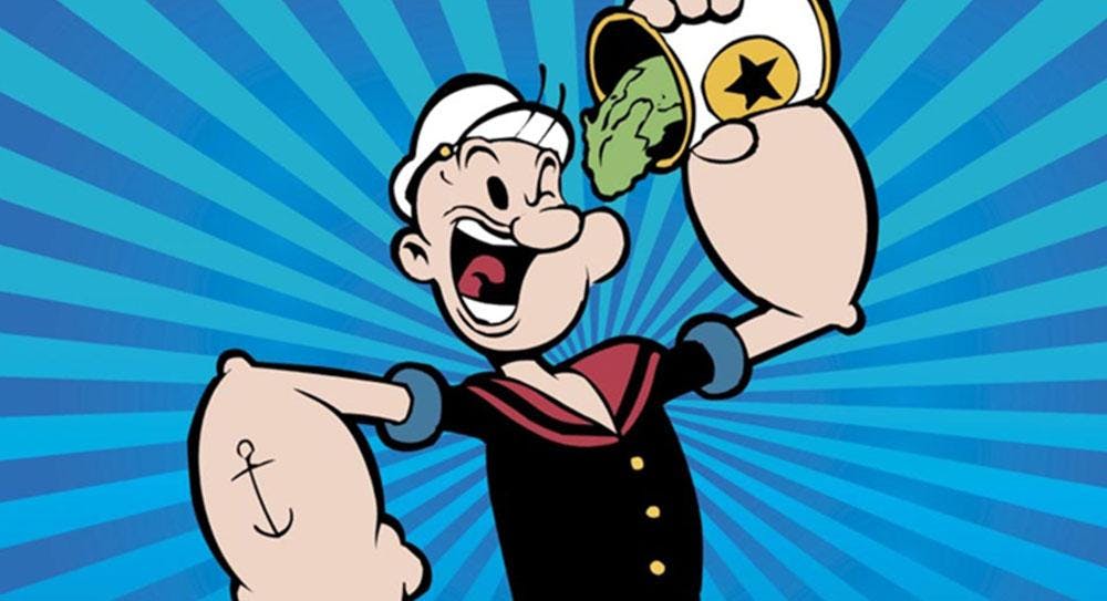 Popeye the cartoon eating spinach 