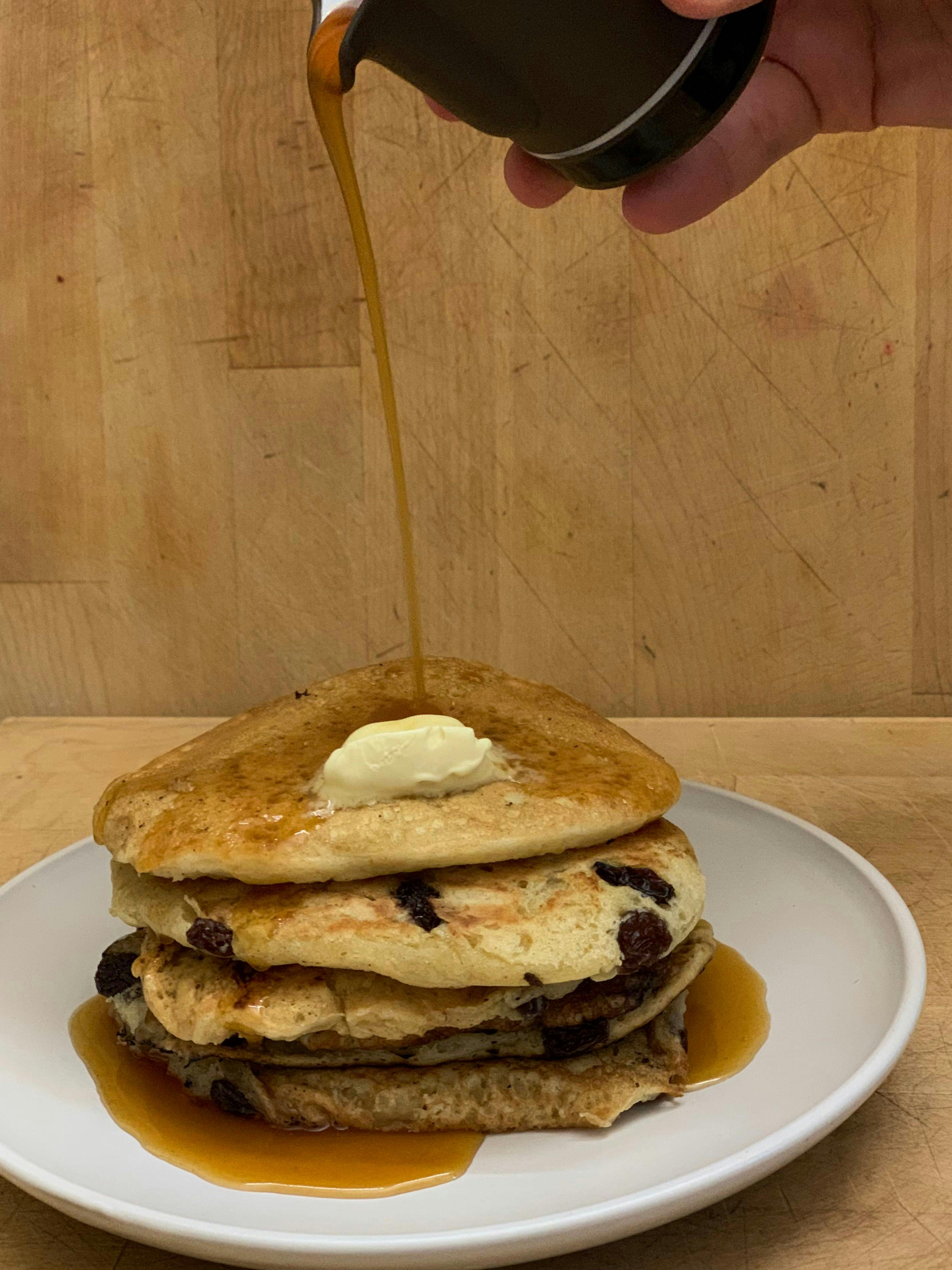 vegan lemon and raisin scotch pancakes