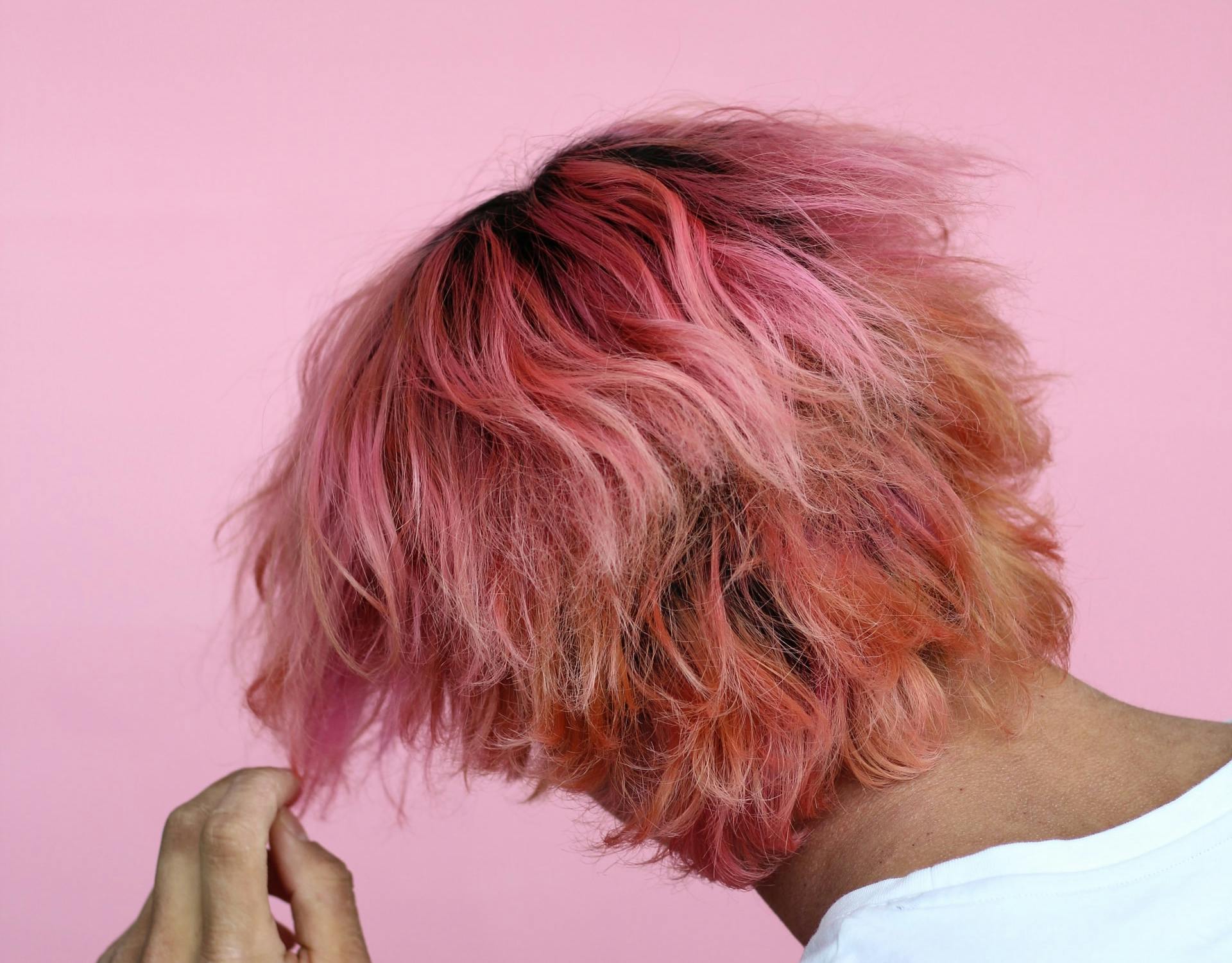 person with pink hair