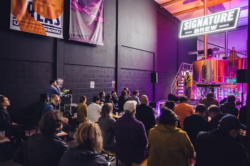 a stage in a brewery