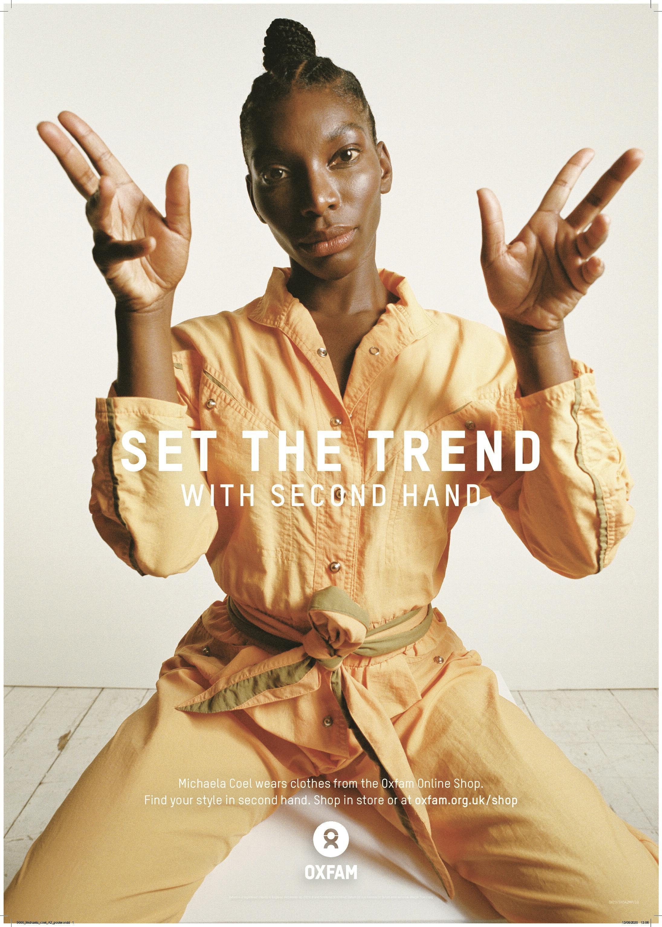 Michaela Coel modeling vintage jumpsuit