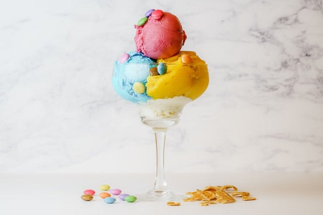 colourful sorbets in glass