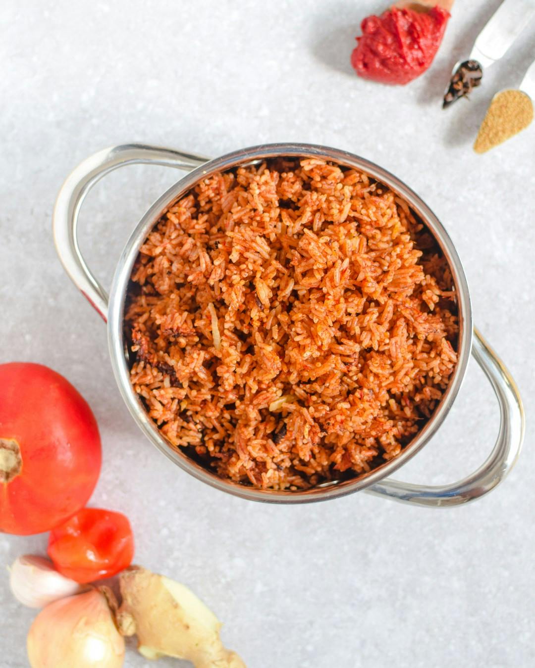 jollof rice in pan