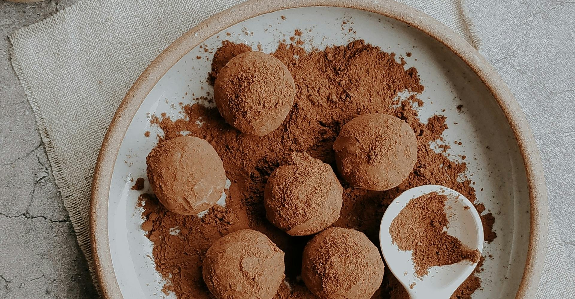 chocolate truffles on a plate