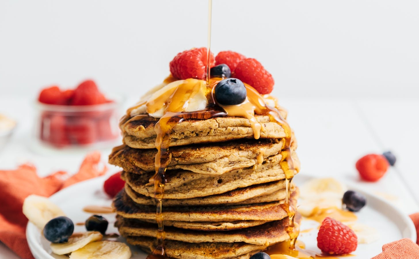 stack of peanut butter pancakes