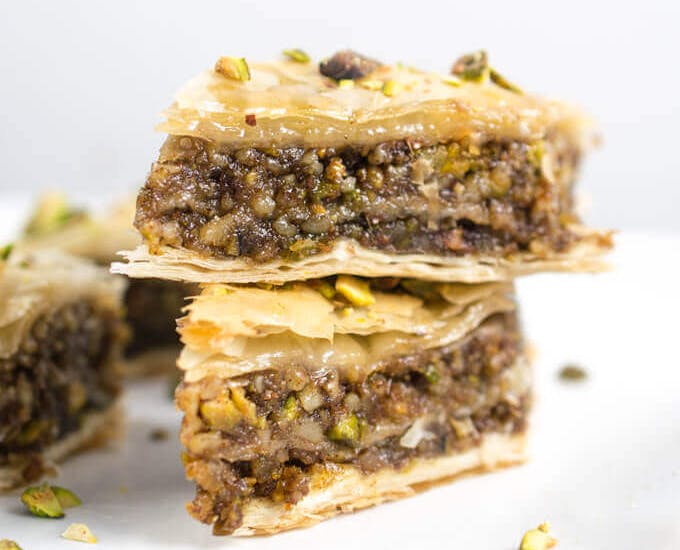 vegan baklave on a plate 