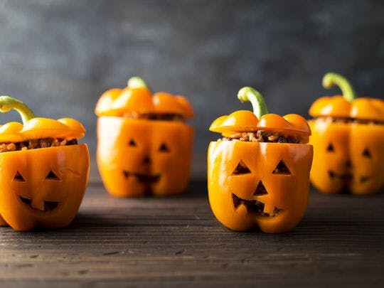 jack o lantern stuffed peppers