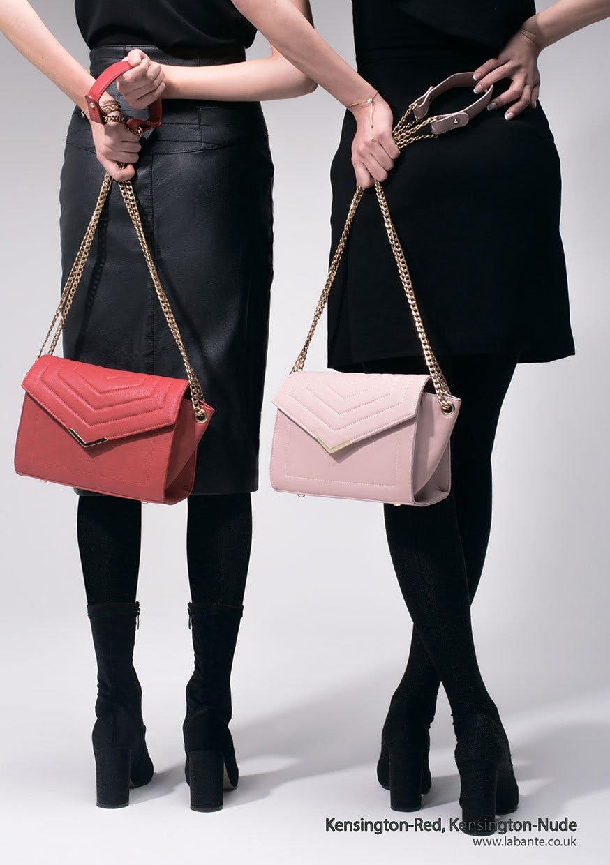 two models with labante bags