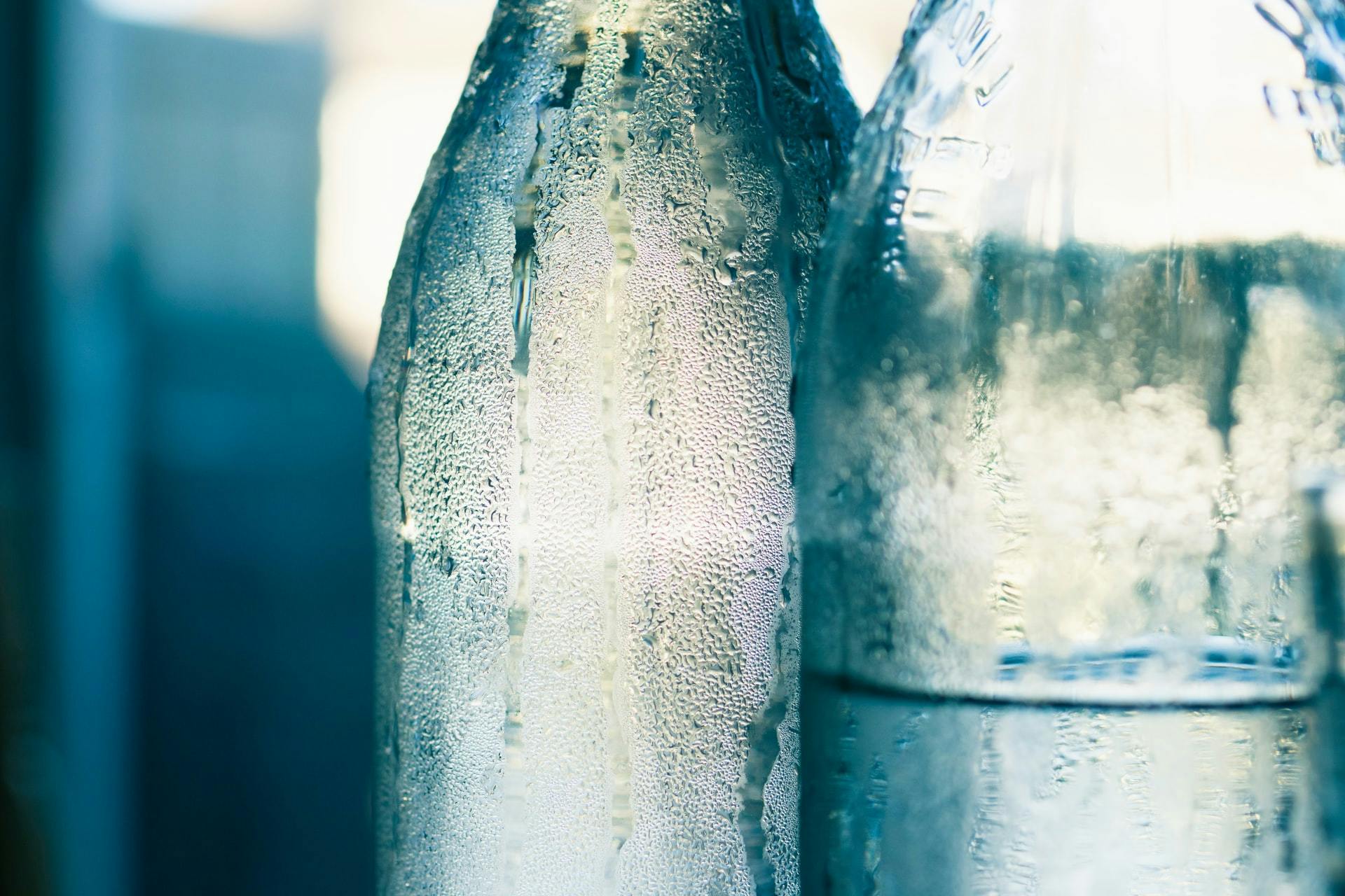 glass bottles of water