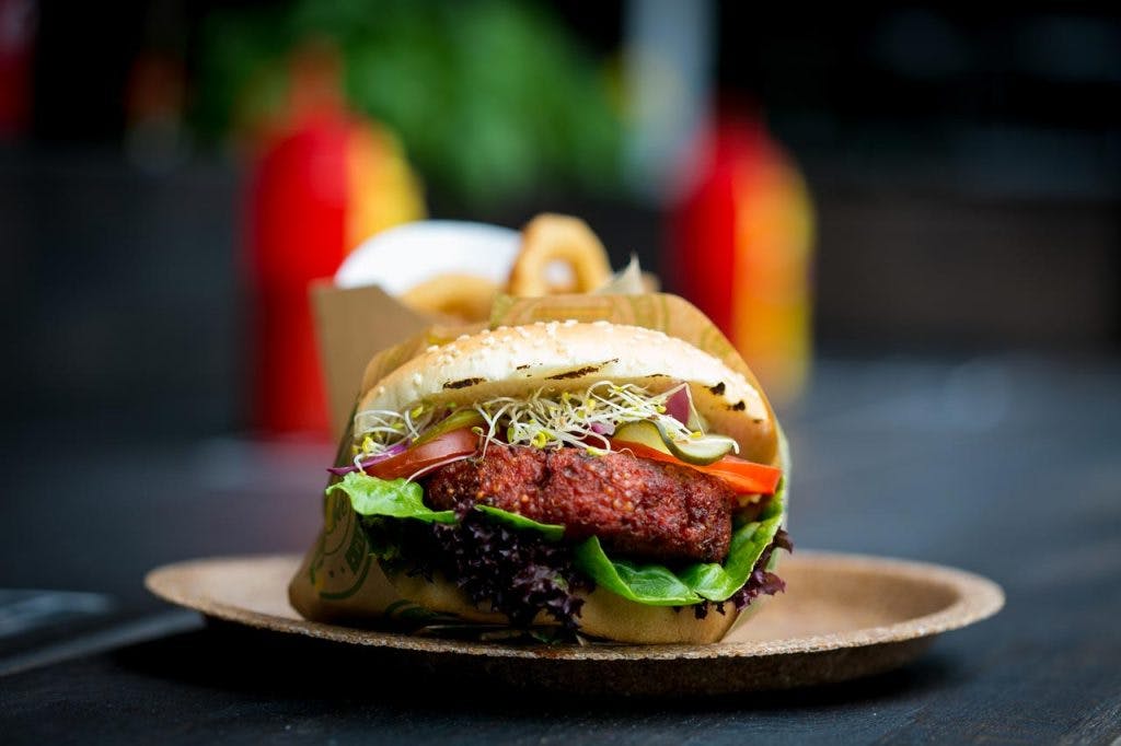 vegan burger on a plate