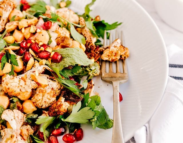 a healthy cauliflower vegan salad