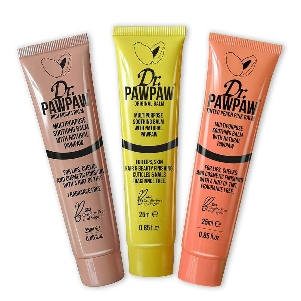 Three tubes of dr Paw Paw lip balms
