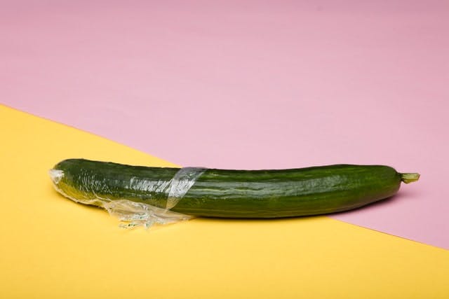 cucumber in plastic wrapper