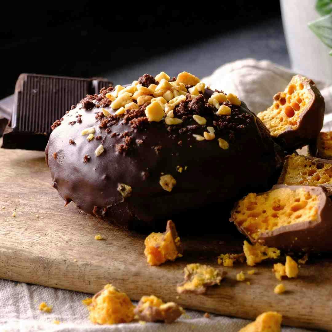 the honeycomb chococlate vegan doughnut