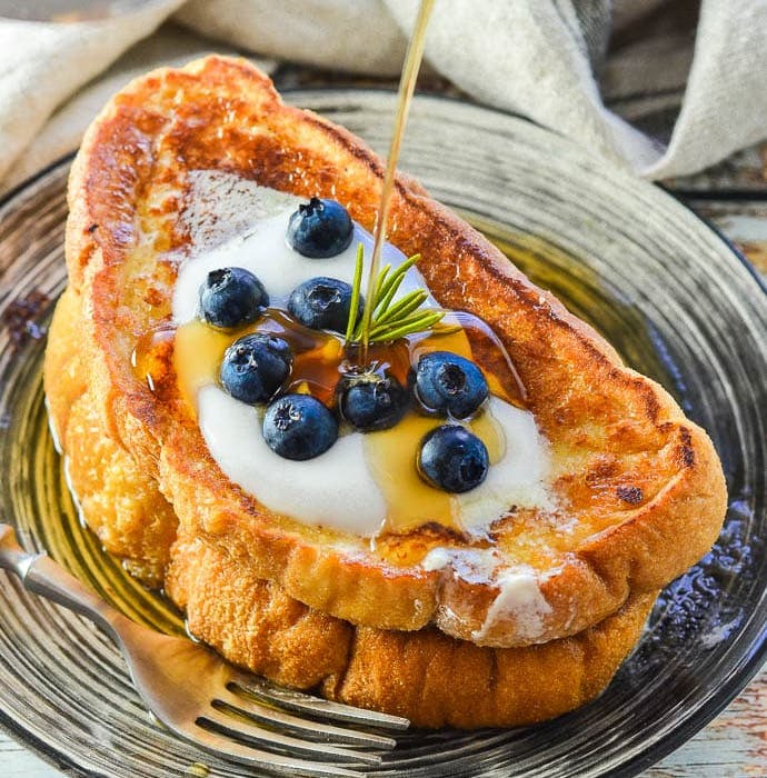 french toast with  blueberries 