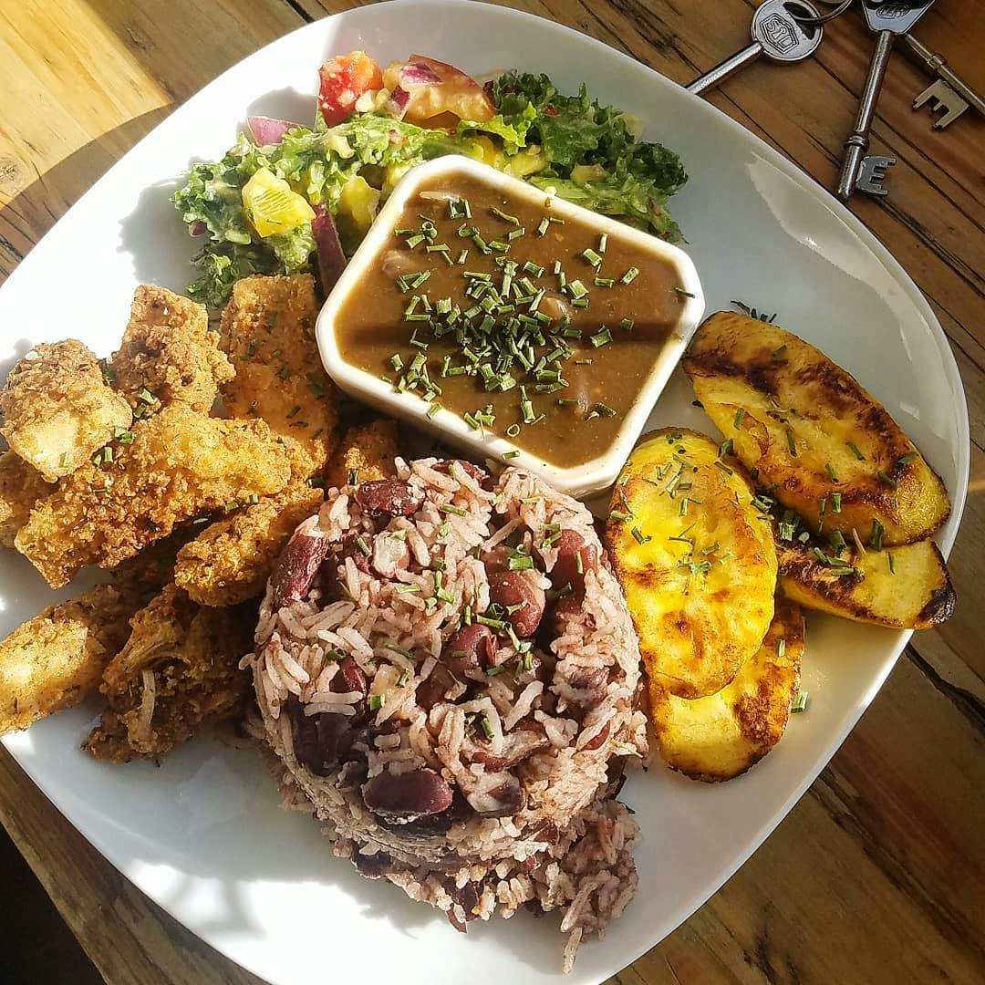 plate of vegan caribbean food