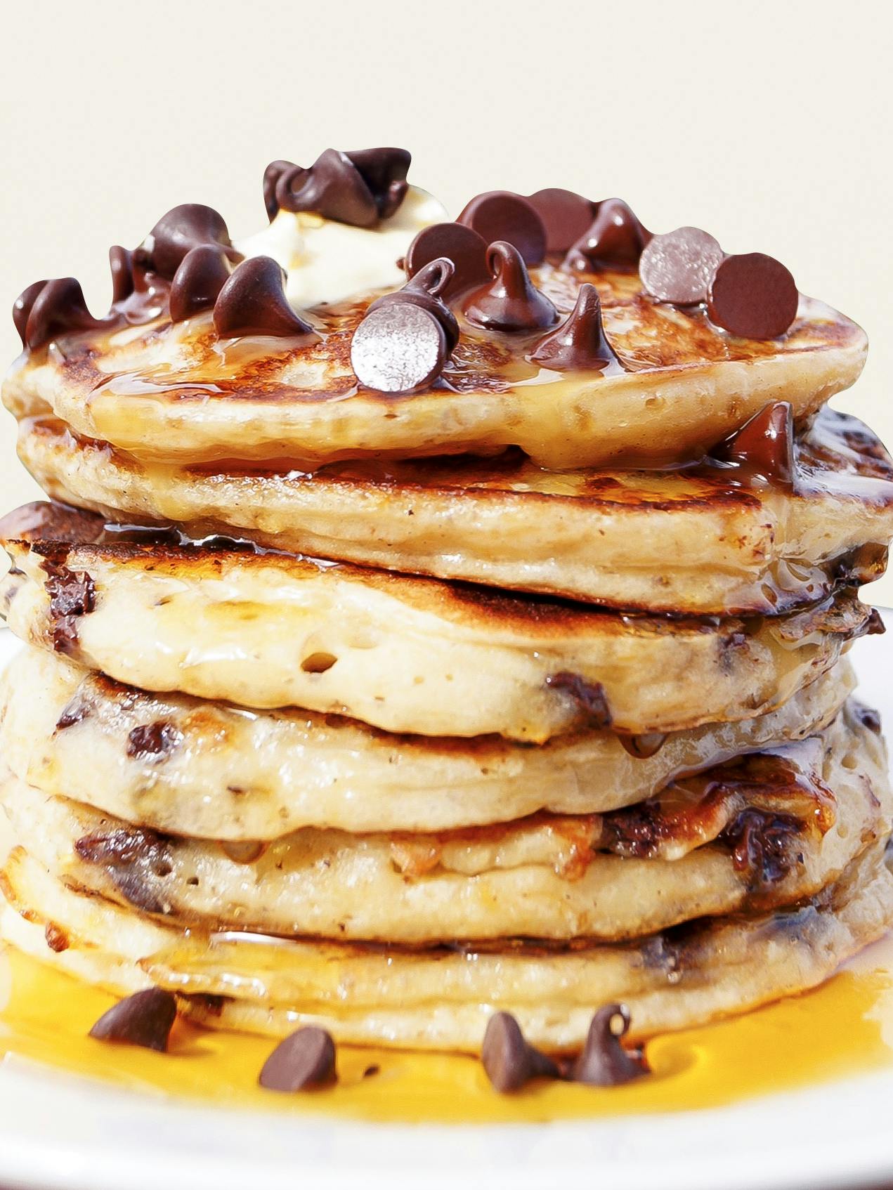 pancake stack with chocolate chips