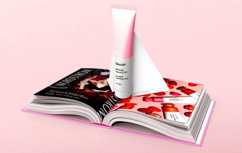 glossier makeup on fashion magazine