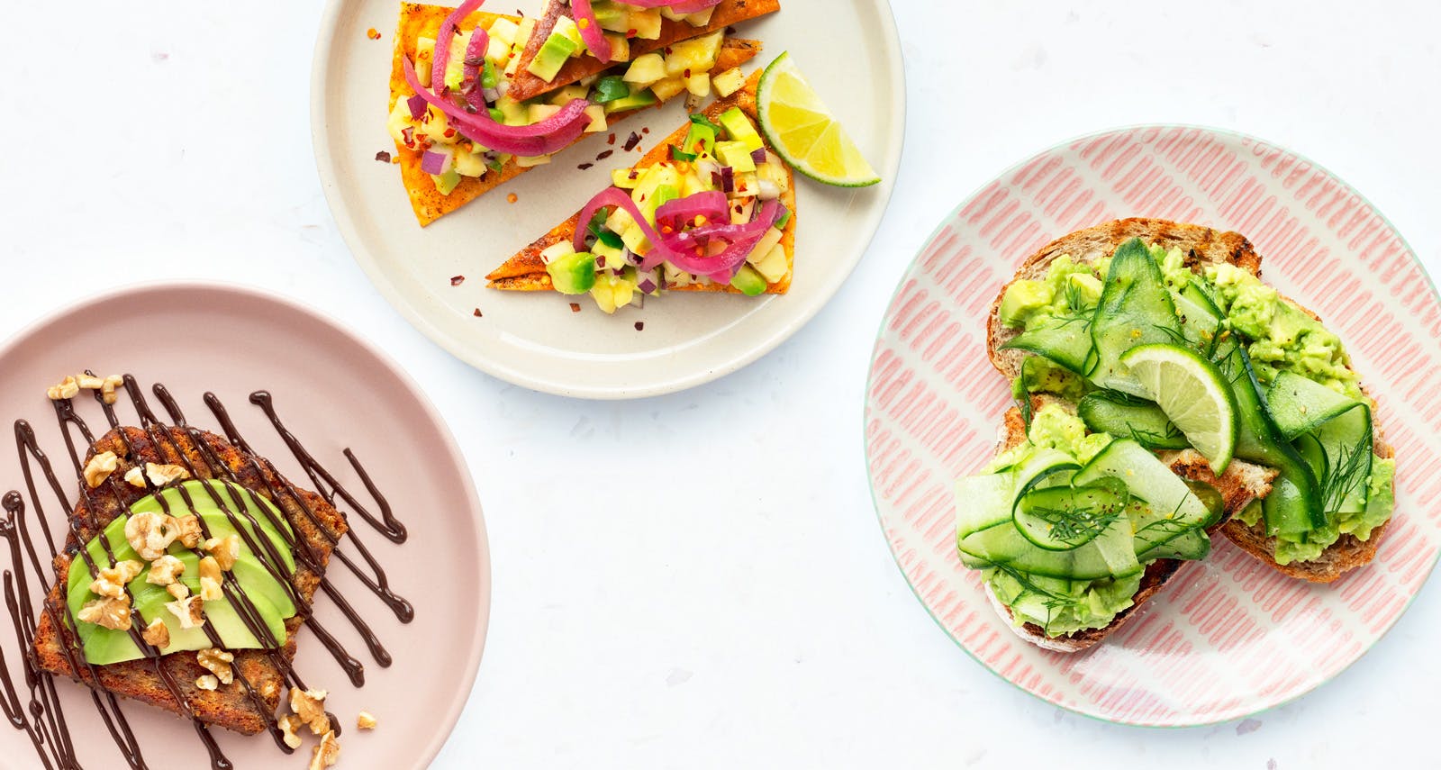 avocado toast on three plates