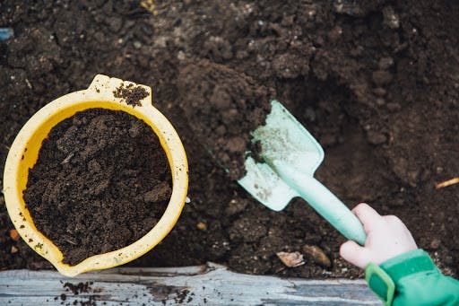 a child digging soil