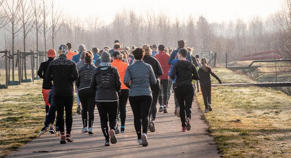 group of people running