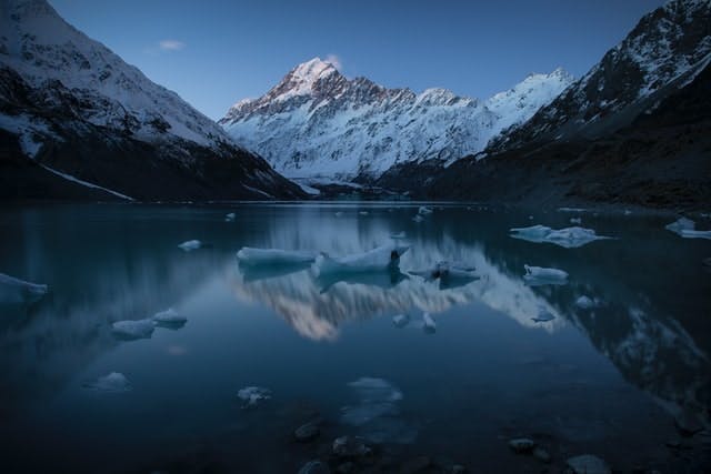 mountains under  snow